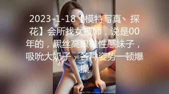 2023-1-18【模特写真丶探花】会所找女技师，说是00年的，黑丝高跟鞋性感妹子，吸吮大奶子，各种姿势一顿爆操